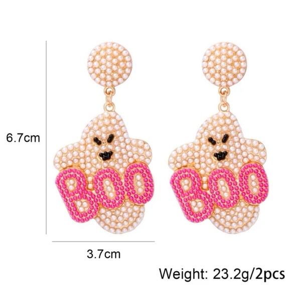NWT Boo Ghost Earrings - Barbiecore Pink and Halloween Orange - Picture 9 of 9